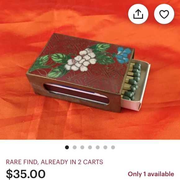 Cloisonné match box holder - Beautiful Brass and Cloisonné Striker Box - Picture 5 of 5